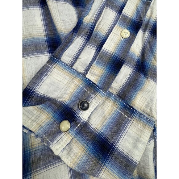Ben Sherman Mens S Checkered Long Sleeve Shirt Western Cowboy Blue White NWT - Picture 5 of 14